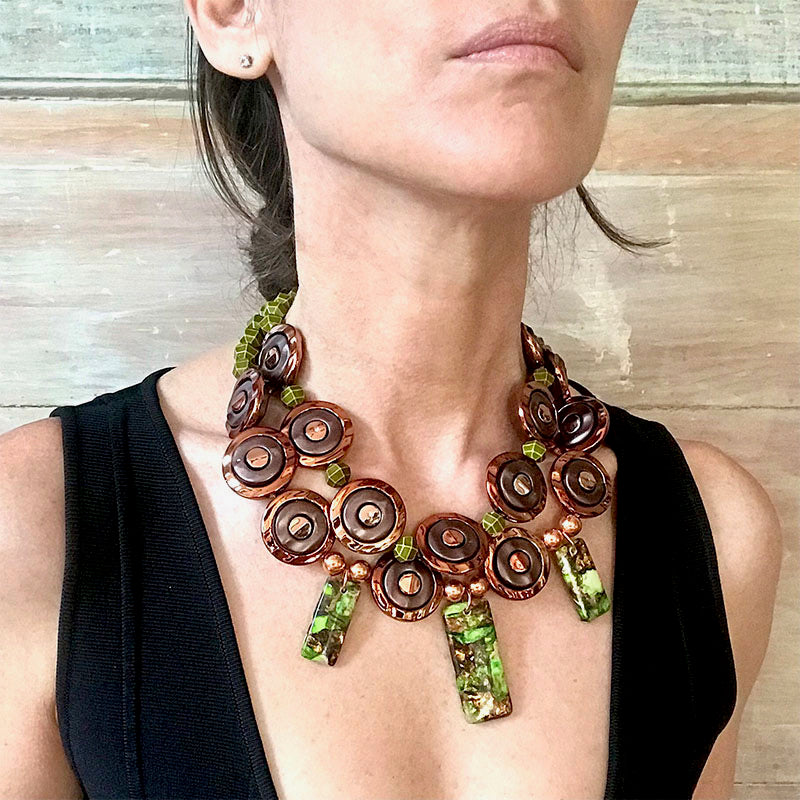 CIRCLES OF COPPER STATEMENT NECKLACE