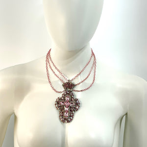 CROSS AND CROWN OOAK STATEMENT NECKLACE