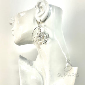 HOOPS AND CROWNS SILVER STATEMENT EARRINGS