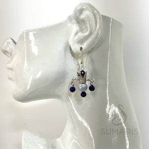 LAPIS CROWNED STATEMENT EARRINGS