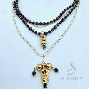 ROYAL BLUE CROWNS LIMITED EDITION STATEMENT NECKLACE