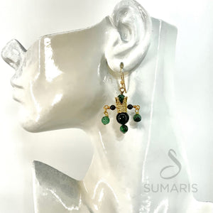 ROYAL EMERALDS STATEMENT EARRINGS