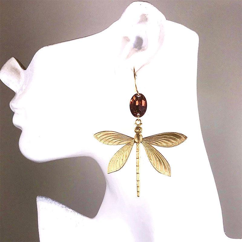 AMBER DRAGONFLY OOAK STATEMENT EARRINGS Earrings