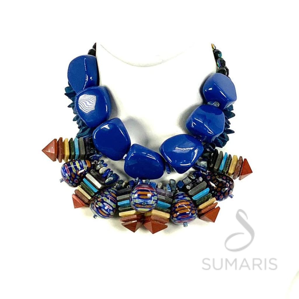 BLUE SANDSTORM OOAK STATEMENT NECKLACE