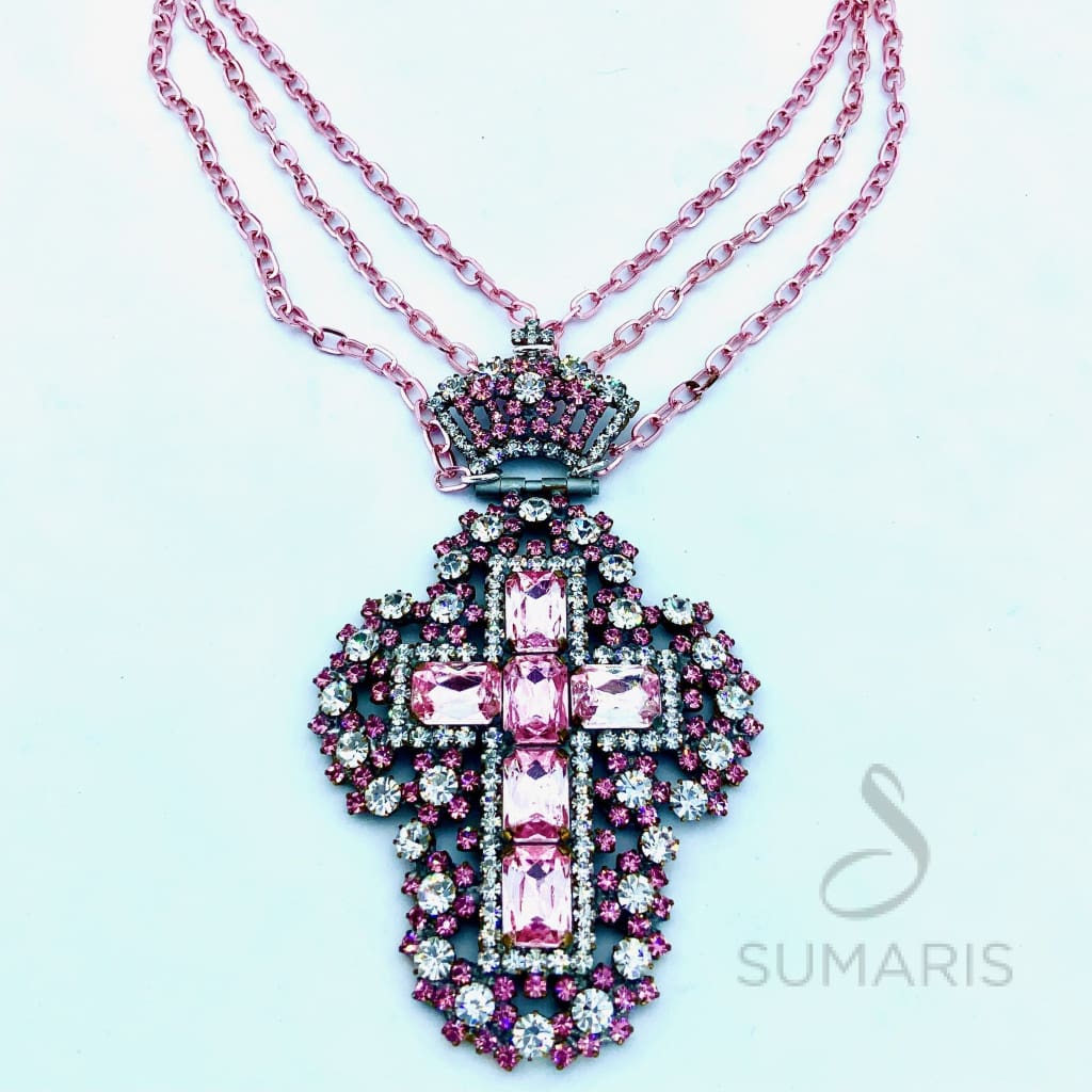 CROSS AND CROWN OOAK STATEMENT NECKLACE