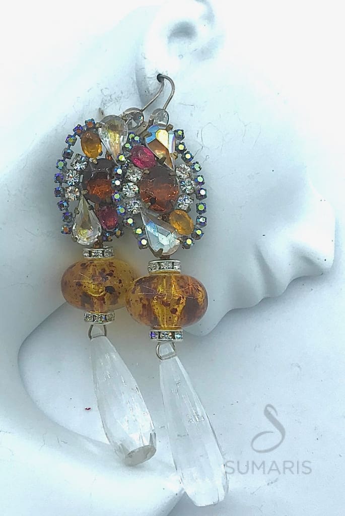 CRYSTAL-CLEAR DROPS OOAK STATEMENT EARRINGS Earrings