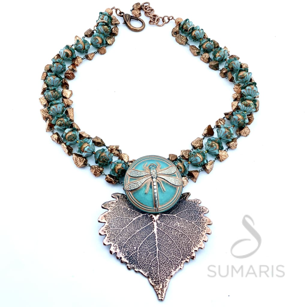 DRAGONFLY BLUES OOAK STATEMENT NECKLACE