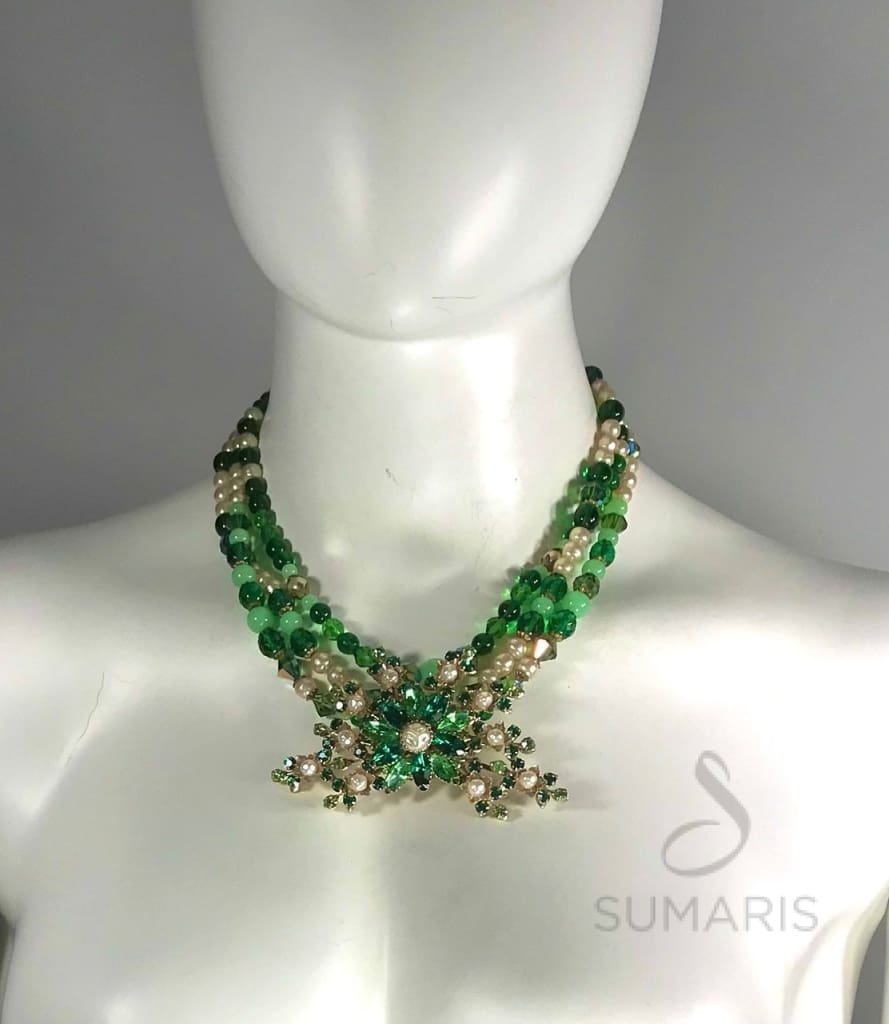 Green Floral Necklace Sumaris Green Necklaces Sumaris Green Floral Green Floral