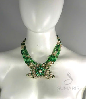 GREEN FLORAL OOAK STATEMENT NECKLACE Necklace