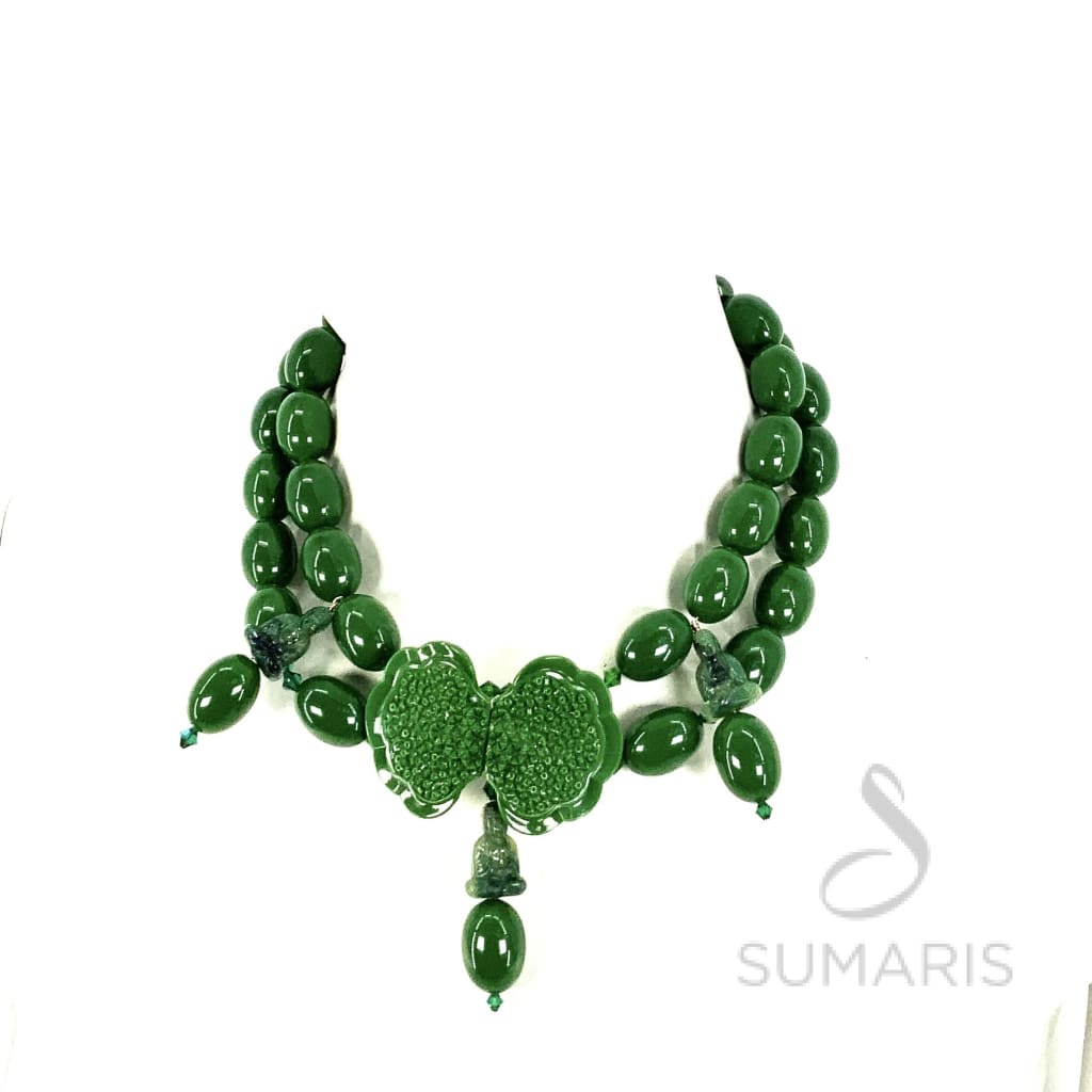GREEN LOTUS OOAK STATEMENT NECKLACE