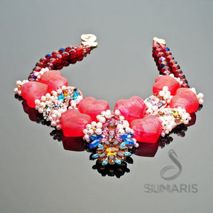 My Hearts Necklace Sumaris Necklaces New Designs Pink / Peach Red / Orange Vintage Brooch Sumaris My Hearts My Hearts