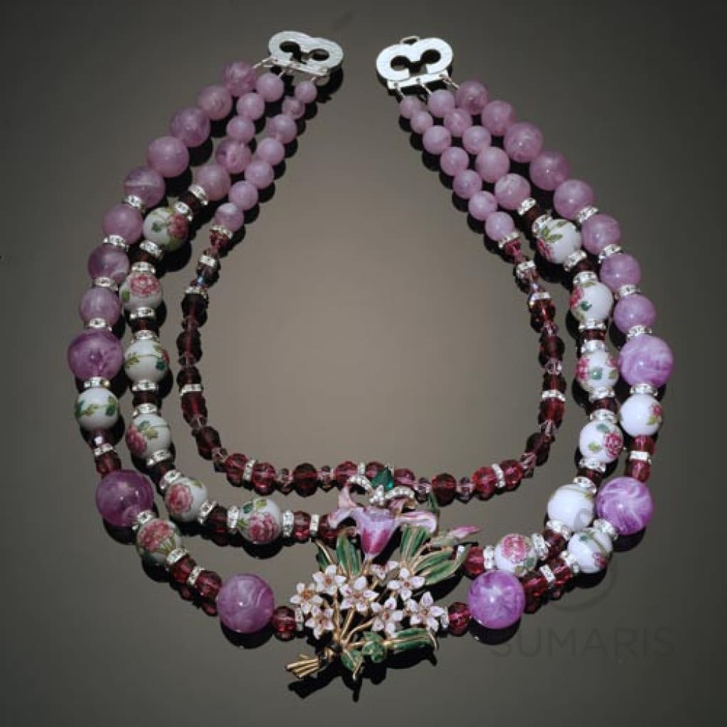 Orchidae Necklace Sumaris Necklaces Purple Vintage Brooch Women Sumaris Orchidae Orchidae