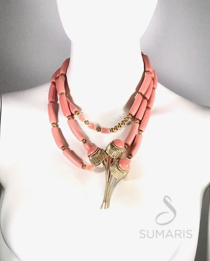 Pop-Up Necklace Sumaris Necklaces Pink / Peach Vintage Brooch Women Sumaris Pop-Up Pop-Up