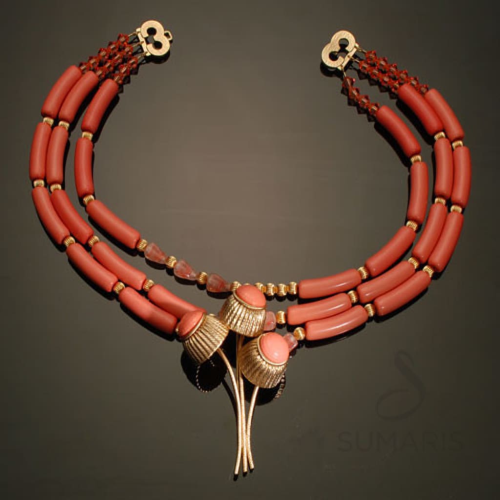 Pop-Up Necklace Sumaris Necklaces Pink / Peach Vintage Brooch Women Sumaris Pop-Up Pop-Up