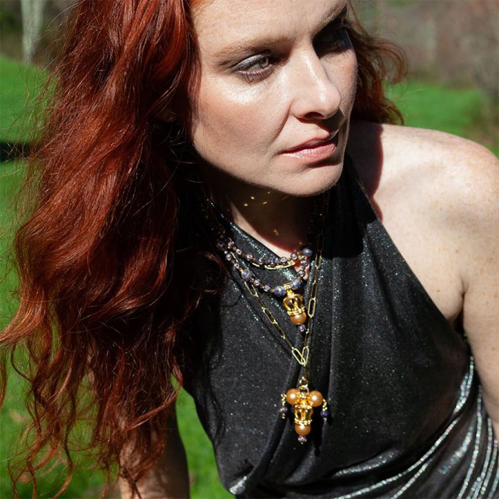 ROYAL BLUE CROWNS LIMITED EDITION STATEMENT NECKLACE