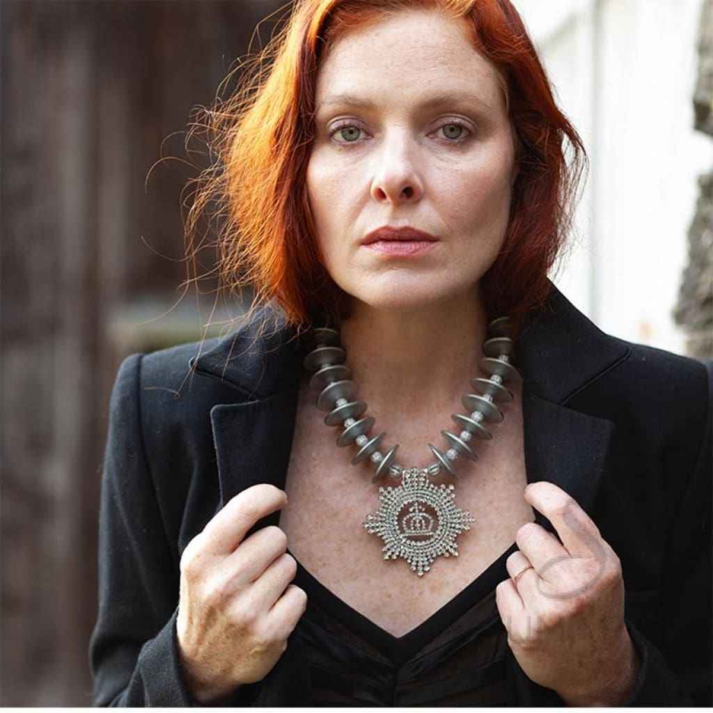 SHINY CROWN OOAK STATEMENT NECKLACE