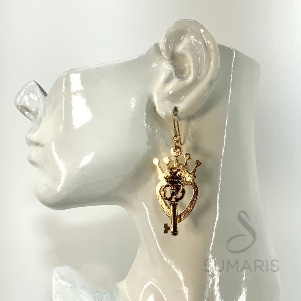 THE KEY TO OUR HEARTS STATEMENT EARRINGS