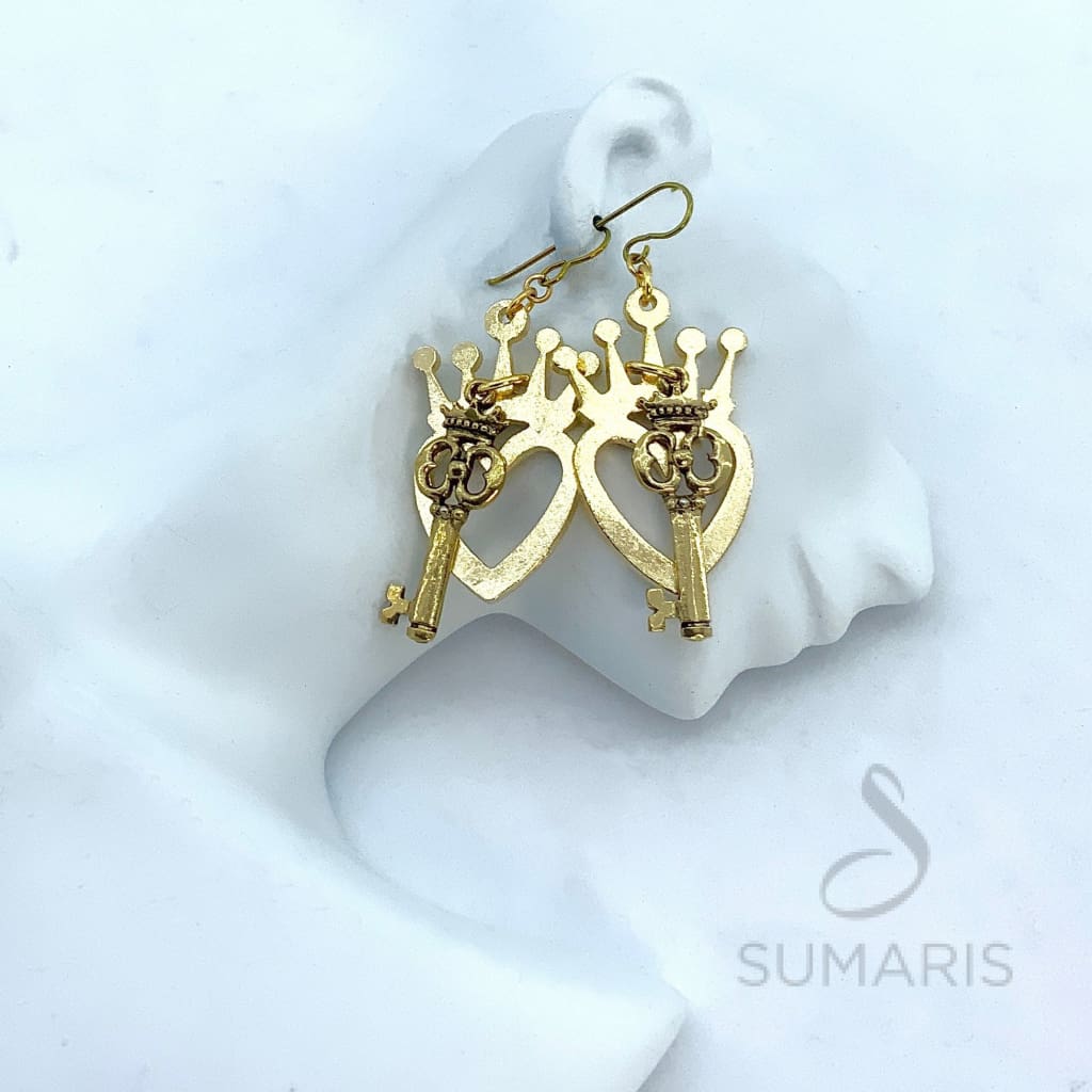 THE KEY TO OUR HEARTS STATEMENT EARRINGS